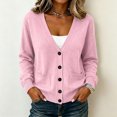 thumbnail image 2 of Vivianyo HD Women's Cardigan Sweater with V‑Neck, Long Sleeve Button Front Basic Fall Sweater For Women with Pockets, Sizes S-3XL, 2 of 7