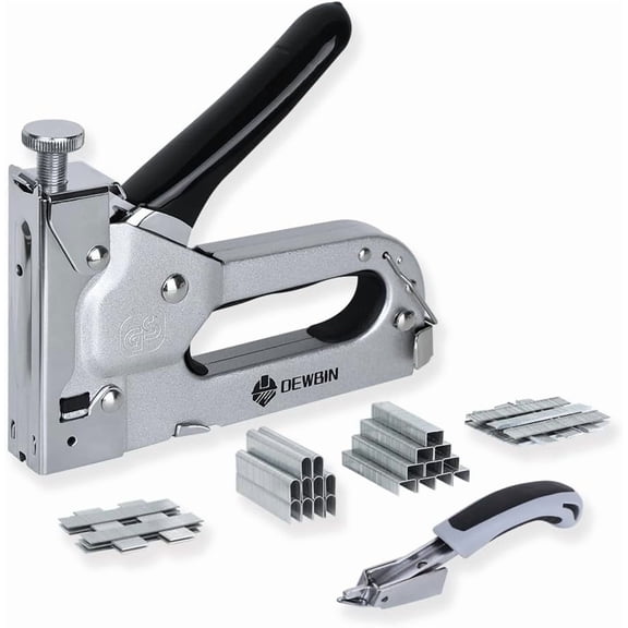 Upholstery Staple Gun Heavy Duty, 4 in 1 Stapler Gun with 2000 Staples, Manual Brad Nailer Power Adjustment Furniture Stapler Gun for Wood, Carpentry, Decoration DIY Staple Gun
