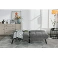 thumbnail image 2 of Modern Velvet Upholstered 2 Seater Futon Sofa Bed with Adjustable Arms and Back, Convertible Wooden Loveseat Sofa Bed with Metal Legs, Daybed for Living Room, Office, Studio, Small Space, Light Grey, 2 of 9