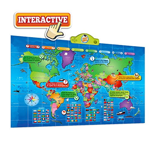 Kids Interactive Talking World Map Touch Activated Geography for Kids