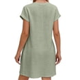 thumbnail image 6 of Vivianyo HD Women's Round Neck Mini Dress, Womens Casual Dress with Diagonal Side Button Short Sleeve Summer Dresses, Women's Army Green, Sizes S-2XL, 6 of 6