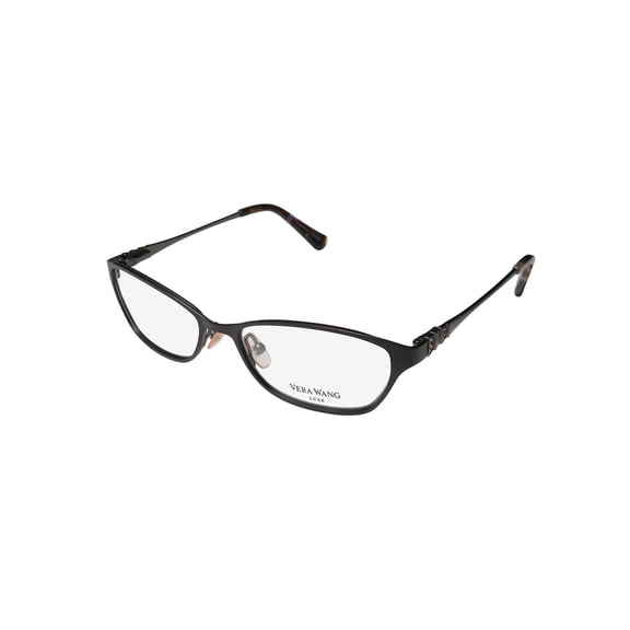 NEW VERA WANG LUXE EUROPA WOMENS/LADIES CAT EYE FULL-RIM BLACK FRAME DEMO LENSES 49-15-130 SPRING HINGES EYEGLASSES/SPECTACLES