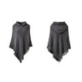 thumbnail image 2 of ZUARFY Women Winter Knitted Hooded Poncho Cape Solid Color Crochet Fringed Tassel Shawl Wrap Oversized Pullover Cloak Sweater, 2 of 19
