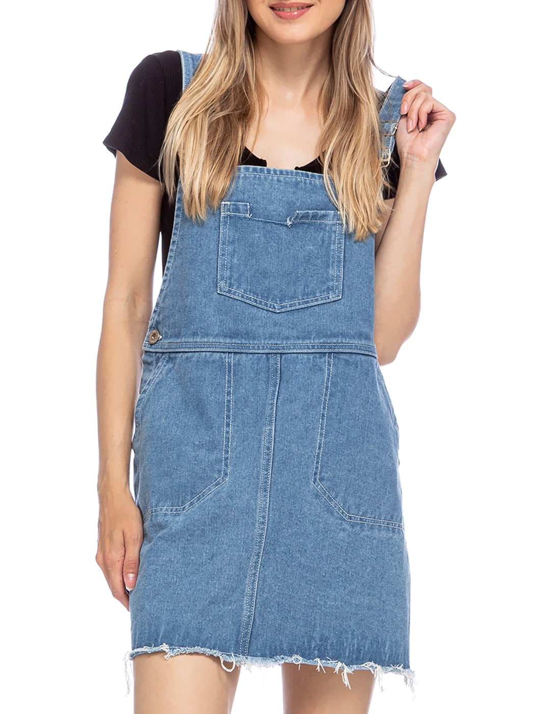 Women's Casual Adjustable Strap Short Denim Pinafore Bib Overall Dress