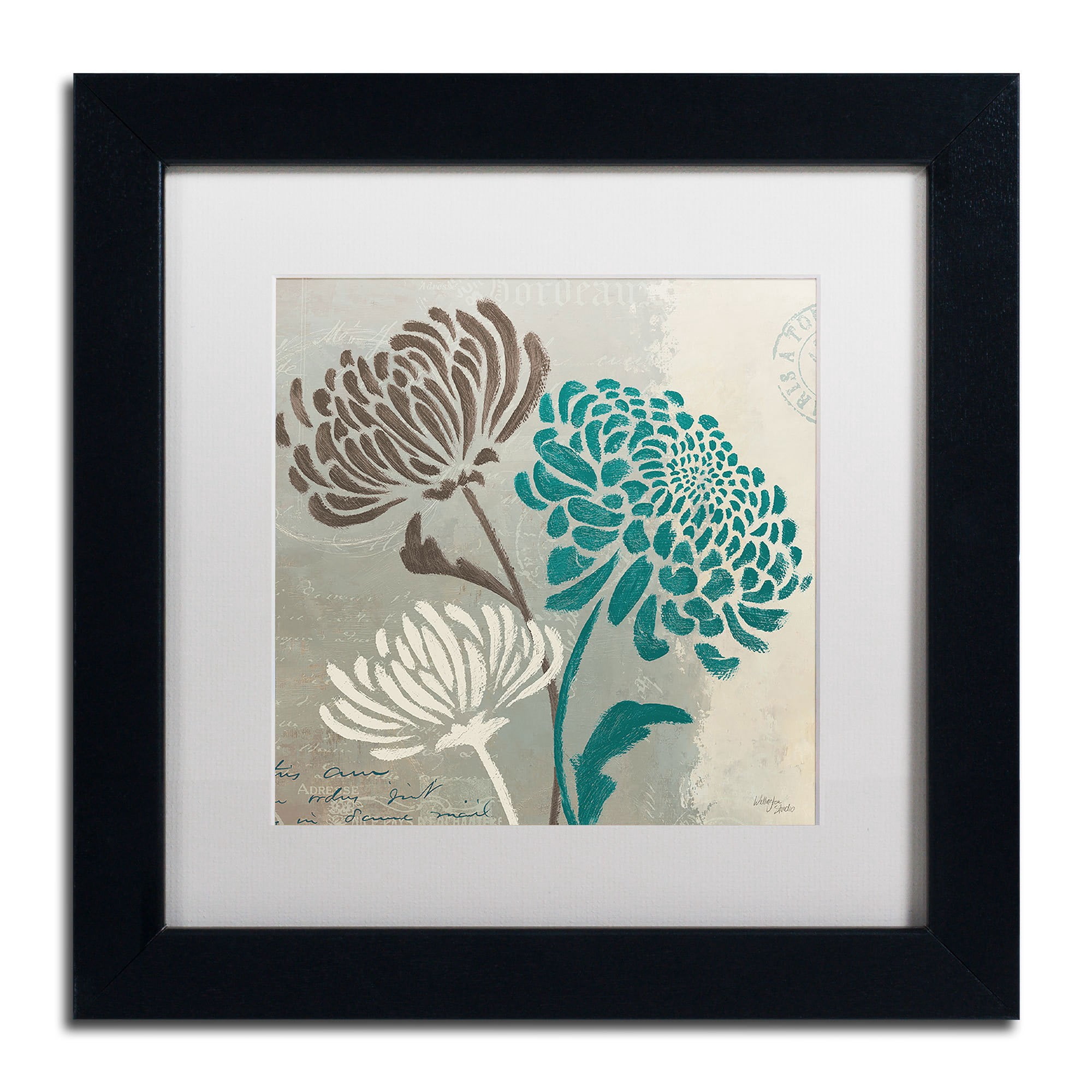 Trademark Fine Art "Chrysanthemums II" Canvas Art by Wellington Studio, White Matte, Black Frame