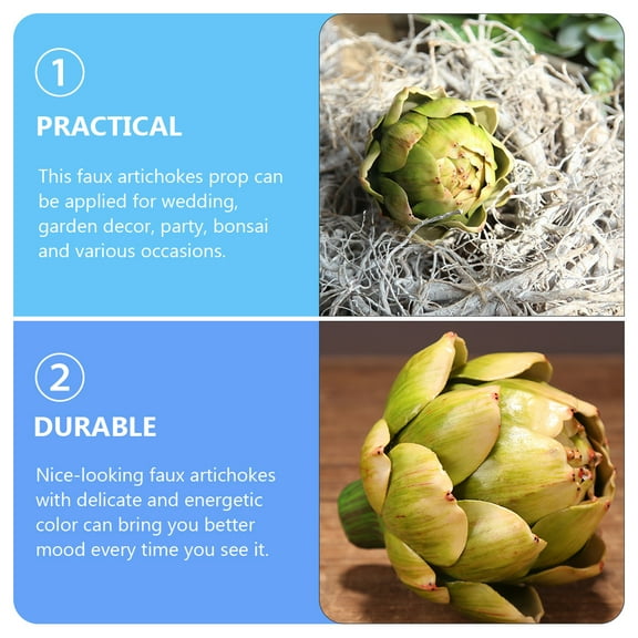 KAKOWELY Artichokes Green Plastic Faux Fruit Decor Realistic 4 Pcs 4.32X3.14X3.14Inch