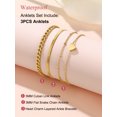 thumbnail image 5 of Silvora 3PCS Layered Anklets for Women Gold Plated Stackable Beaded Flat Snakle Chain Cuban Chain Ankle Bracelet Set Waterproof Foot Chain Summer Pool Boho Jewelry Gifts for Daughter, 5 of 6