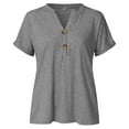thumbnail image 4 of Women's Elegant Casual Fashion T-Shirt Button Neck Short Sleeve Top Comfortable Stylish Blouse for Everyday Wear, 4 of 5
