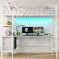 thumbnail image 3 of Twin Metal Loft Bed with L-Shaped Desk and 3 Fabric Drawers, Twin Size LED Loft Bed Frame with LED Lights and Charging Station, Safety Guard & Ladder & 3 Storage Shelves, White, 3 of 9