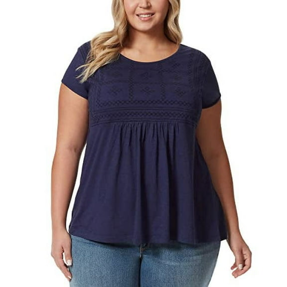 Gloria Vanderbilt Womens Embroidered Tee,Blue,Medium