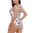 thumbnail image 5 of Yiaed Sailing Marine Travel Print Women's Ruffled One Piece Swimsuit V Neck Swimwear Slimming Monokini for Woman-Medium, 5 of 8