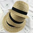 thumbnail image 2 of Kids Straw Hat Creative Round Top Natural Beach Sun Hat Straw Sunhat Summer Hat, 2 of 9