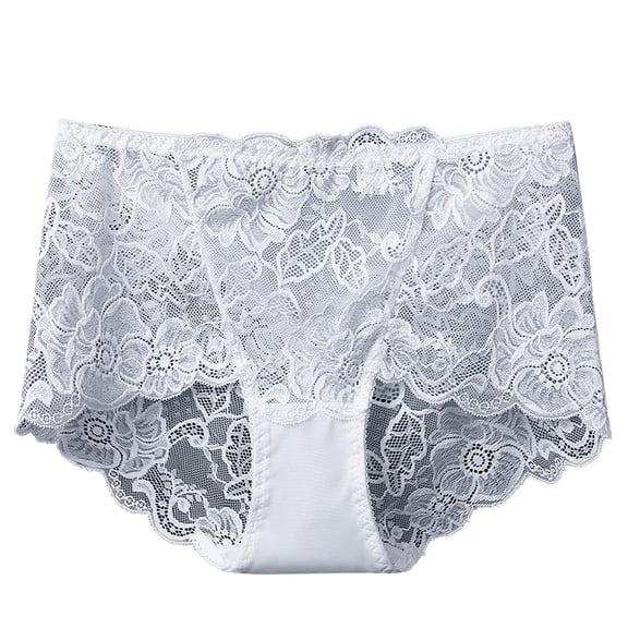 Idoravan Womens Underwear Lace Underwear for Women Breathable Women's Large Size Medium and High Waist Abdomen and Buttocks Breathable Lace Briefs and Underwear