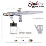 New 6 DUAL-ACTION AIRBRUSH SET-Gravity Siphon Side Feed