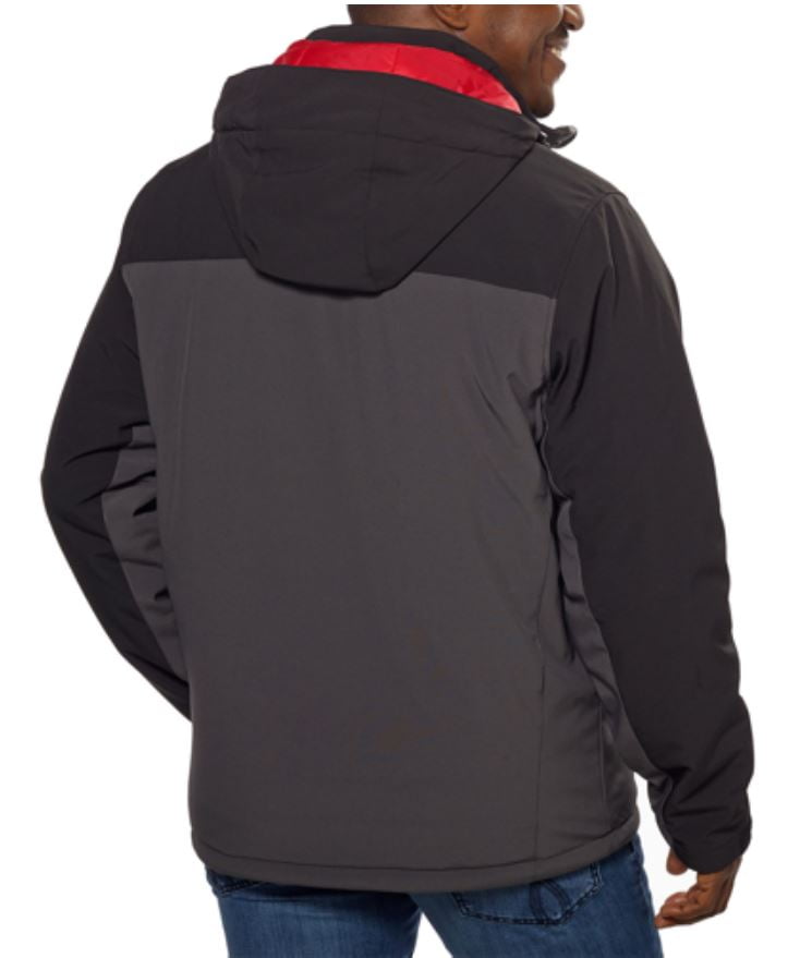 long orange puffer coat