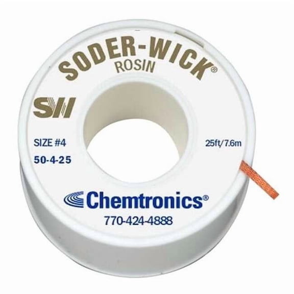 Chemtronics Desoldering Wick,25 ft.,4,Copper,Rosin 50-4-25