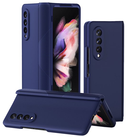 Phone Case for Samsung Galaxy Z Fold 3 5G, Z Fold 3 Case with Screen Protector Film, Drop Proof Anti-Fall Non-Slip Light Full-Body Protection Cover for Samsung Z Fold 3 5G 2021, Blue