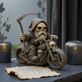 thumbnail image 5 of Unique Skeleton Gnome Motorcycle Rider Ornament, Mysterious Spectral Design With Intricate Crafting, Versatile Decor For Home Office Living Room Man Cave, 5 of 5