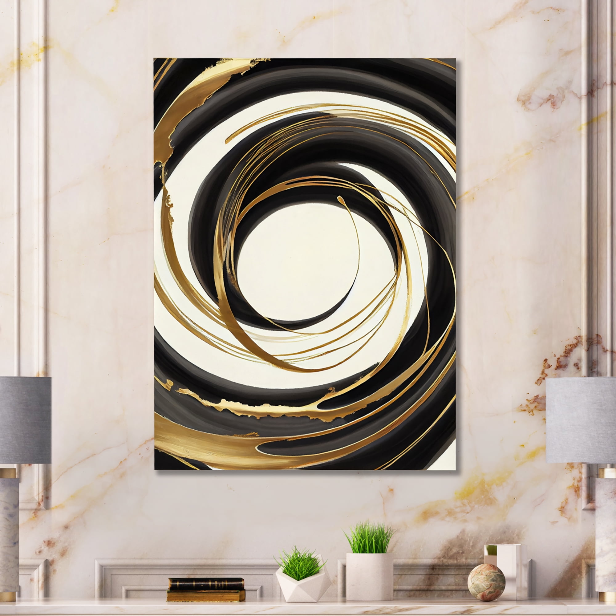 Designart Gold Glamour Circle IV Canvas Wall Art