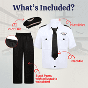 Dress-Up-America Pilot Costume for Adults - Pilot Uniform for Men - Halloween Airline Captain Costume Set (Large)