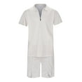 thumbnail image 3 of MNCEKFOD Men Short Sets Outfits Summer Silm Fit Short Sleeves Zipper V Neck Shirts with Drawstring Shorts Relax Fit Tracksuit White XL, 3 of 7
