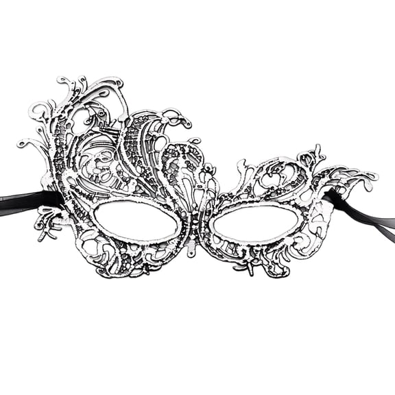 Mskk Masquerade Mask for Adult, Glitter Lace Hollow‑Out Half‑Face Mask Halloween Mardi Gras Carnival Costume Ball Cosplay Party Accessory for Night Event, Multiple Color Options, Silver