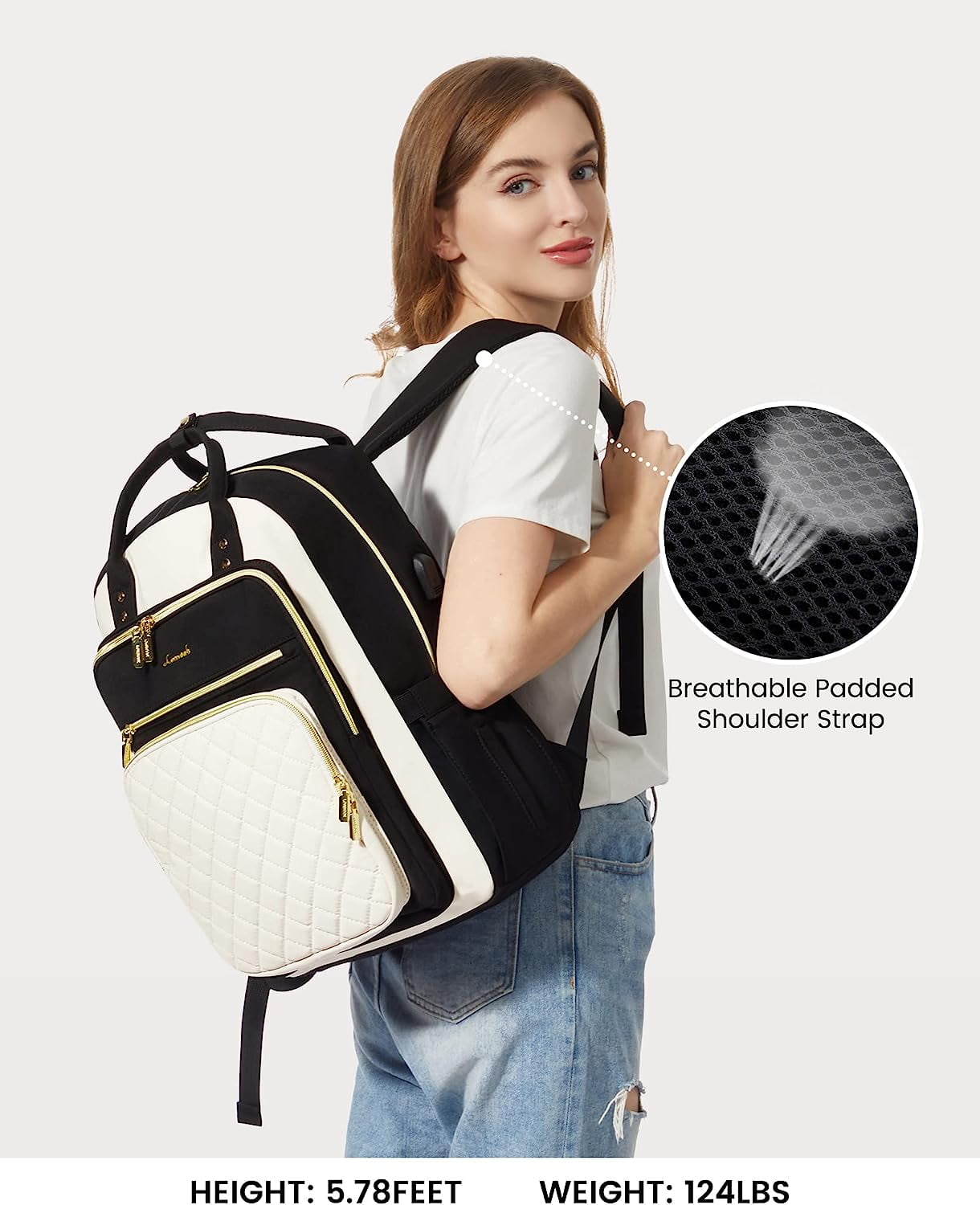 Lovevook Laptop Backpack Purses for Women,Nurse Teacher College Work Study Commuter Bag with 15.6 inch Laptop Compartment,Lightweight Travel Casual Daypacks With USB Port