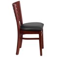 thumbnail image 6 of BizChair 2 Pk. Slat Back Mahogany Wood Restaurant Chair - Black Vinyl Seat, 6 of 8