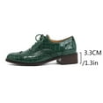 thumbnail image 4 of Oxford Shoes for Women Lace up Wingtip Vintage Pattern Leather Low Heel Pumps Shoes Business Work Casual Dress Shoes Green Size 8.5, 4 of 7