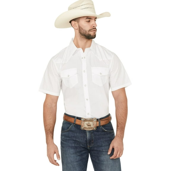 Gibson Trading Co Men's Solid Short Sleeve Pearl Snap Western Shirt White