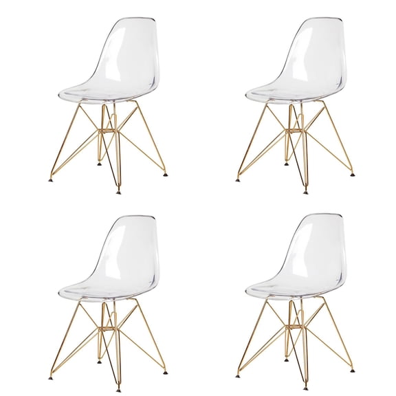 Eiffel Dining Chair with Gold Base - Clear