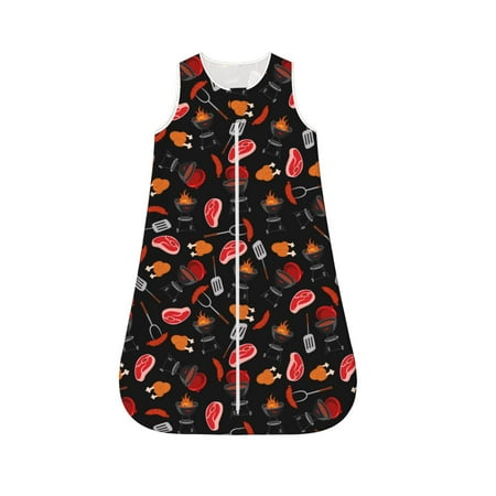 

Fotbe BBQ Pattern Sleep Sack - Baby Wearable Blanket with Zipper Extra Soft Cotton Sleeveless Sleeping Bag for Infants-Small