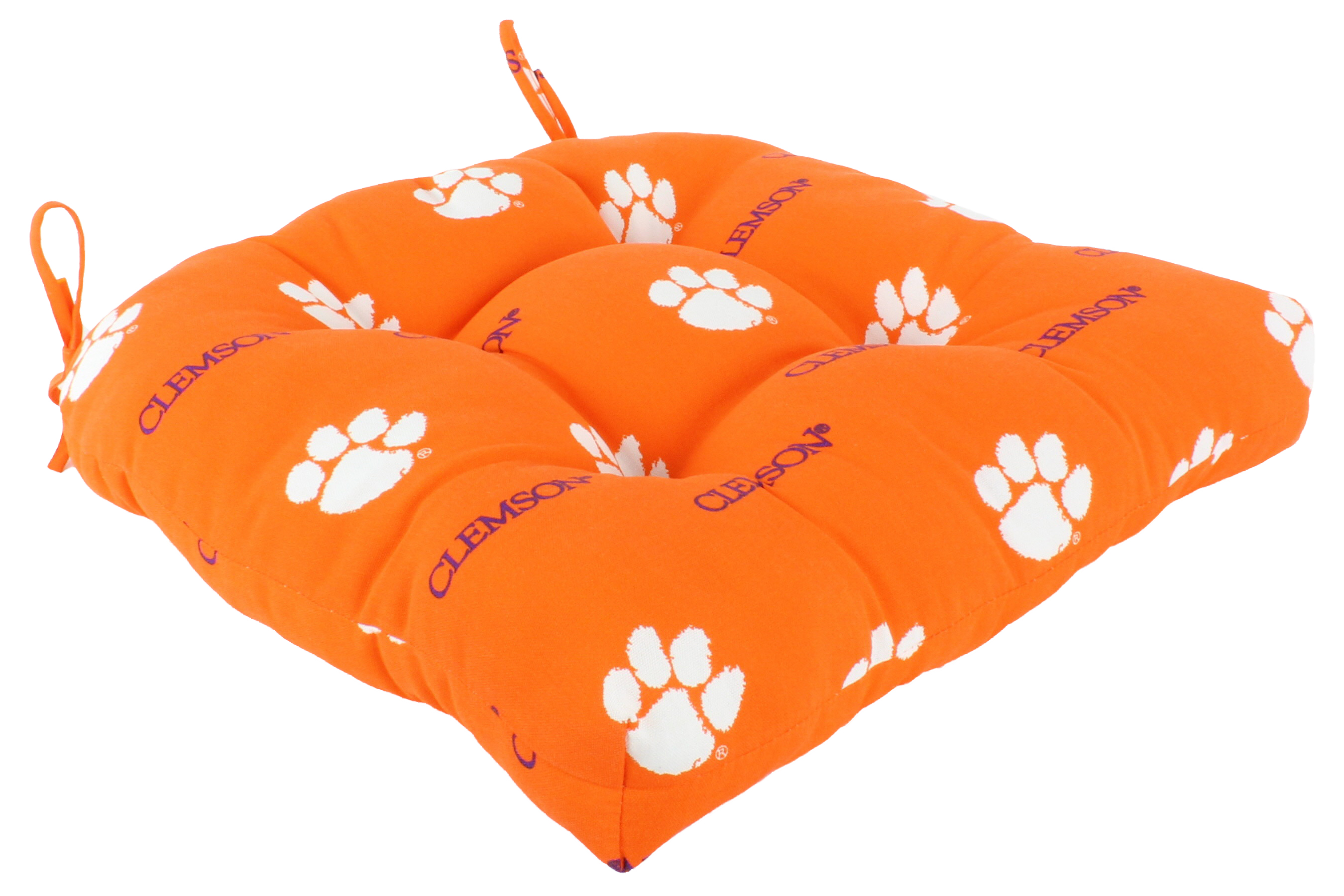 College Covers Clemson Tigers Patio Seat D Cushion 20" x 20", 2 Tie