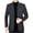 Black, variant on Men's Mandarin Collar Jacket, Single Breasted with Three Buttons, Two Side Insert Pockets, Button Cuff Long Sleeves, Curved Hem for Autumn Winter Casual
