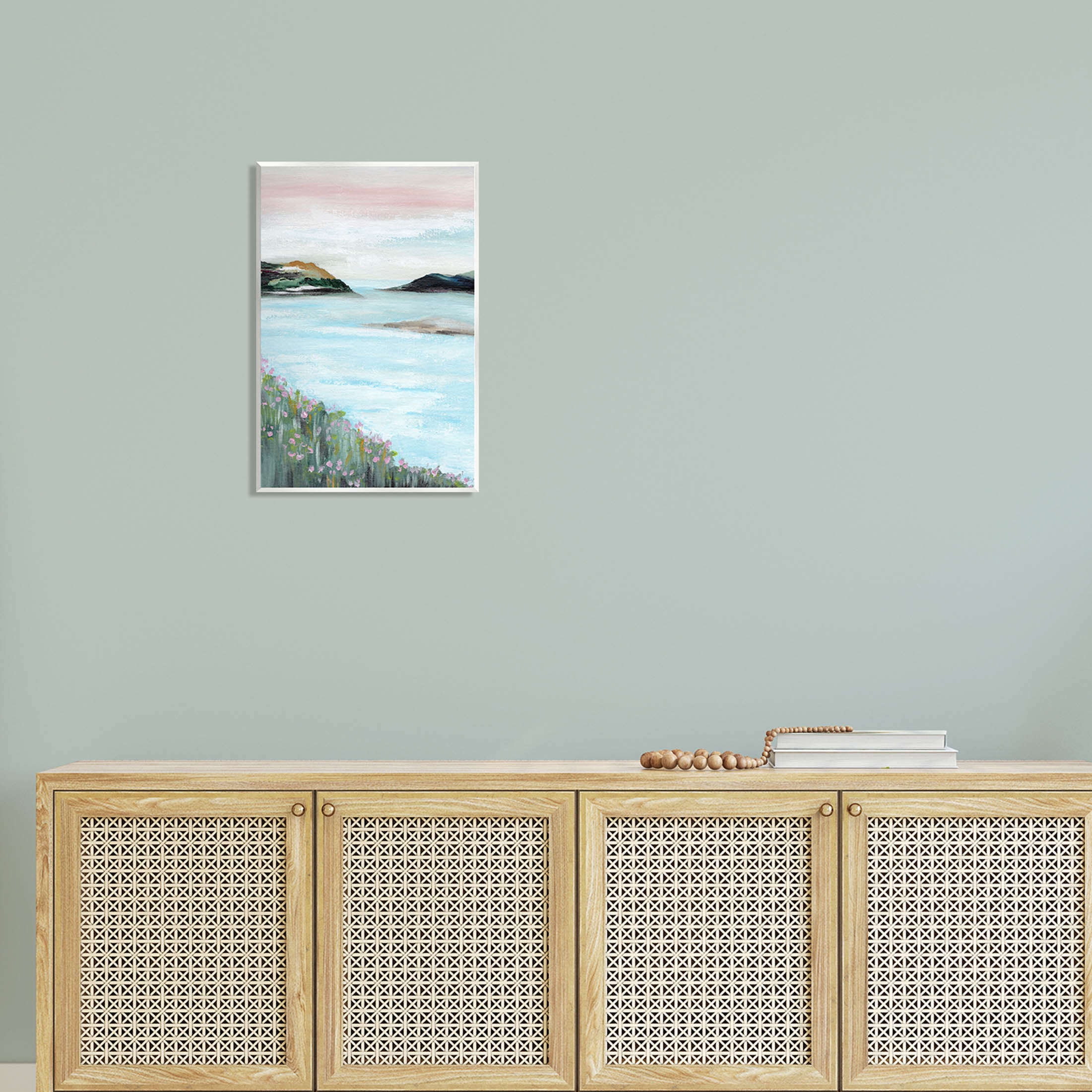 Stupell Industries Rocky Lakeside Meadow Pink Blooms Painting Unframed Art Print Wall Art, Design by Nikita Jariwala