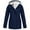 Dark Blue, variant on Waterproof Comfy Rain Jacket For Women Casual Solid Color Hooded Windproof Fleece-Lined Winter Black Raincoat Jacket S-5XL