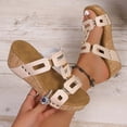 thumbnail image 5 of Dakaela Wedge Sandals for Women Casual Summer Dressy Cork Platform Slides Comfortable Strappy Slip on Slippers with Arch Support White 8.5, 5 of 9