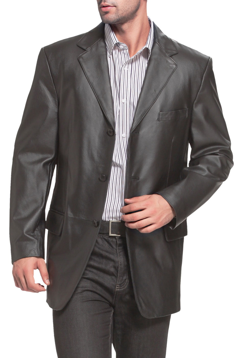 BGSD Men's Robert 3-Button Leather Blazer Suede Sport Coat Jacket Regular, Big & Tall and Short 