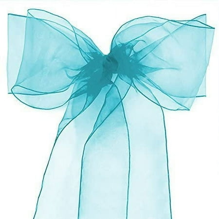 

XmhyTop 25 Pack Organza Banquet Chair Sash Sashes Bows Ties for Weddings Party Decoration White Pink Purple Gold Red(25 Pack Aqua Blue)