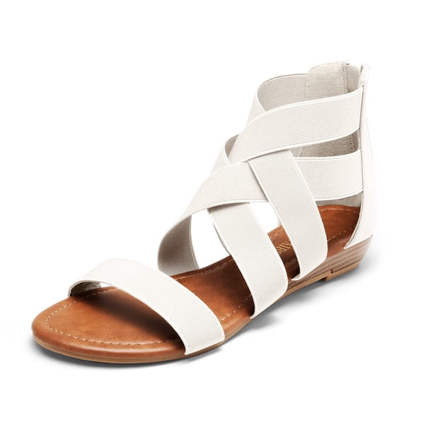 Sandalia DREAM PAIRS Gladiador con Tiras Elásticas Blancas Talla 7