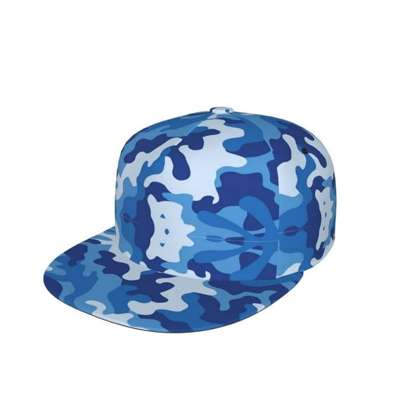 Snapback Hats For Men Women Blue Camouflage Flat Bill Brim Baseball Cap Printed Hat