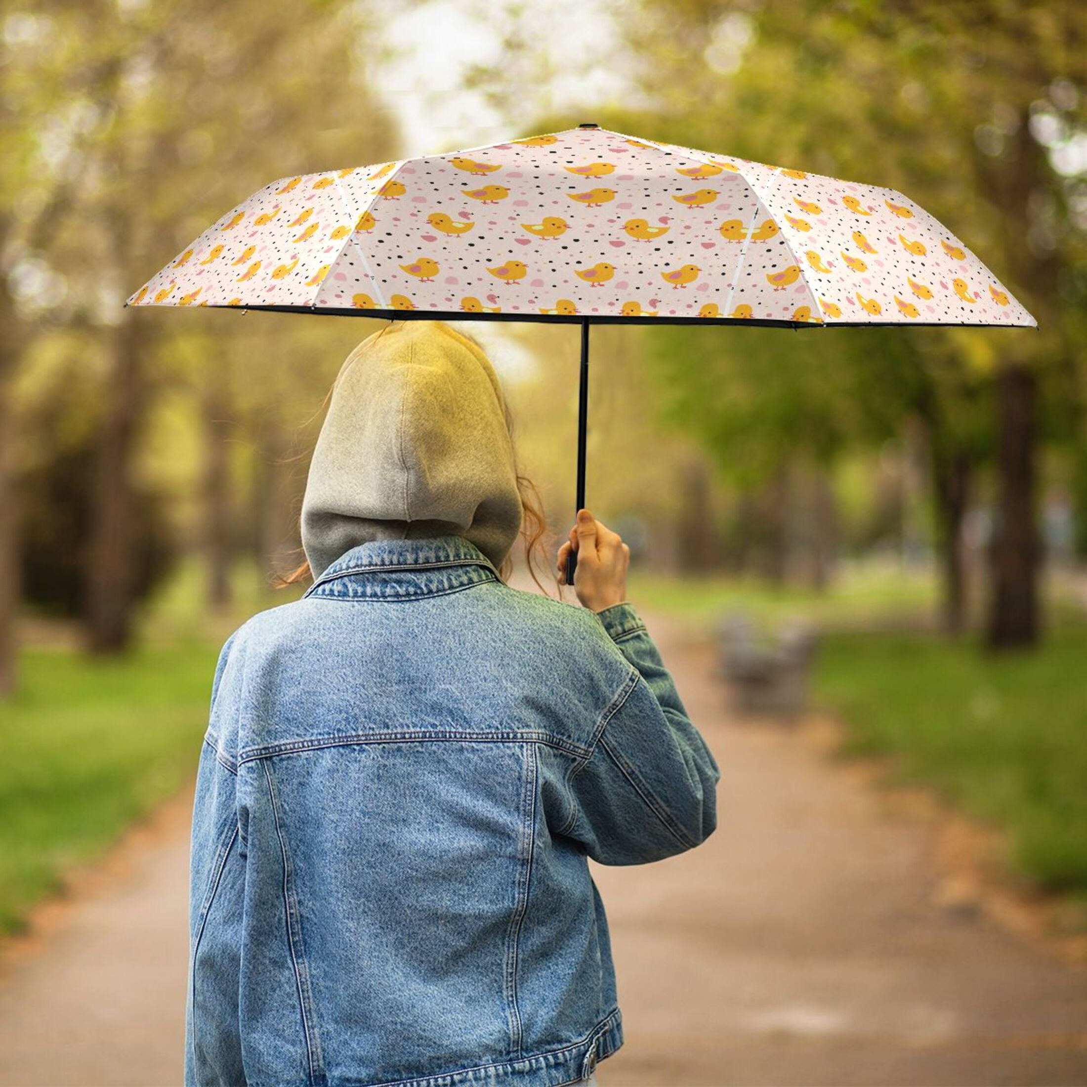 Adorable Baby Ducks Compact Sun Umbrella Windproof Travel Umbrellas for Rain Strong Portable UV Protection