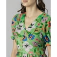 thumbnail image 4 of Moomaya Womens Printed Front Slit Dress, Puffed Sleeves, Styles Back Ties Midi Dress, 4 of 8