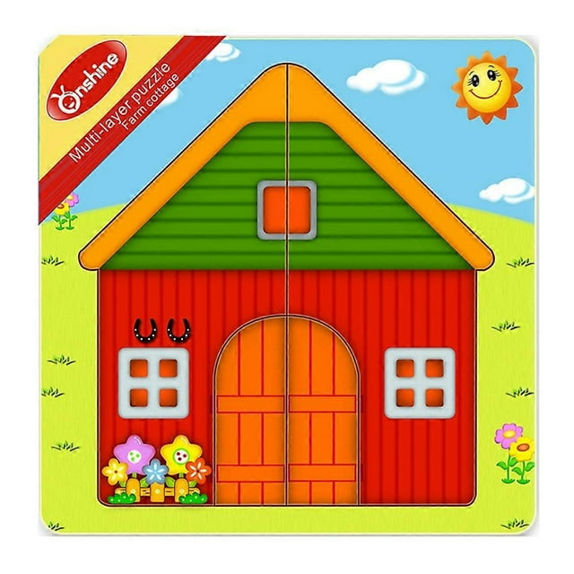 Cute Cartoon Wooden Jigsaw Toy for Kid Child Early Educational Learning Toys(Farm)