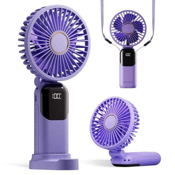 Ventilador portátil GOCKERA F01, batería de 4200 mAh, 5 velocidades, color morado