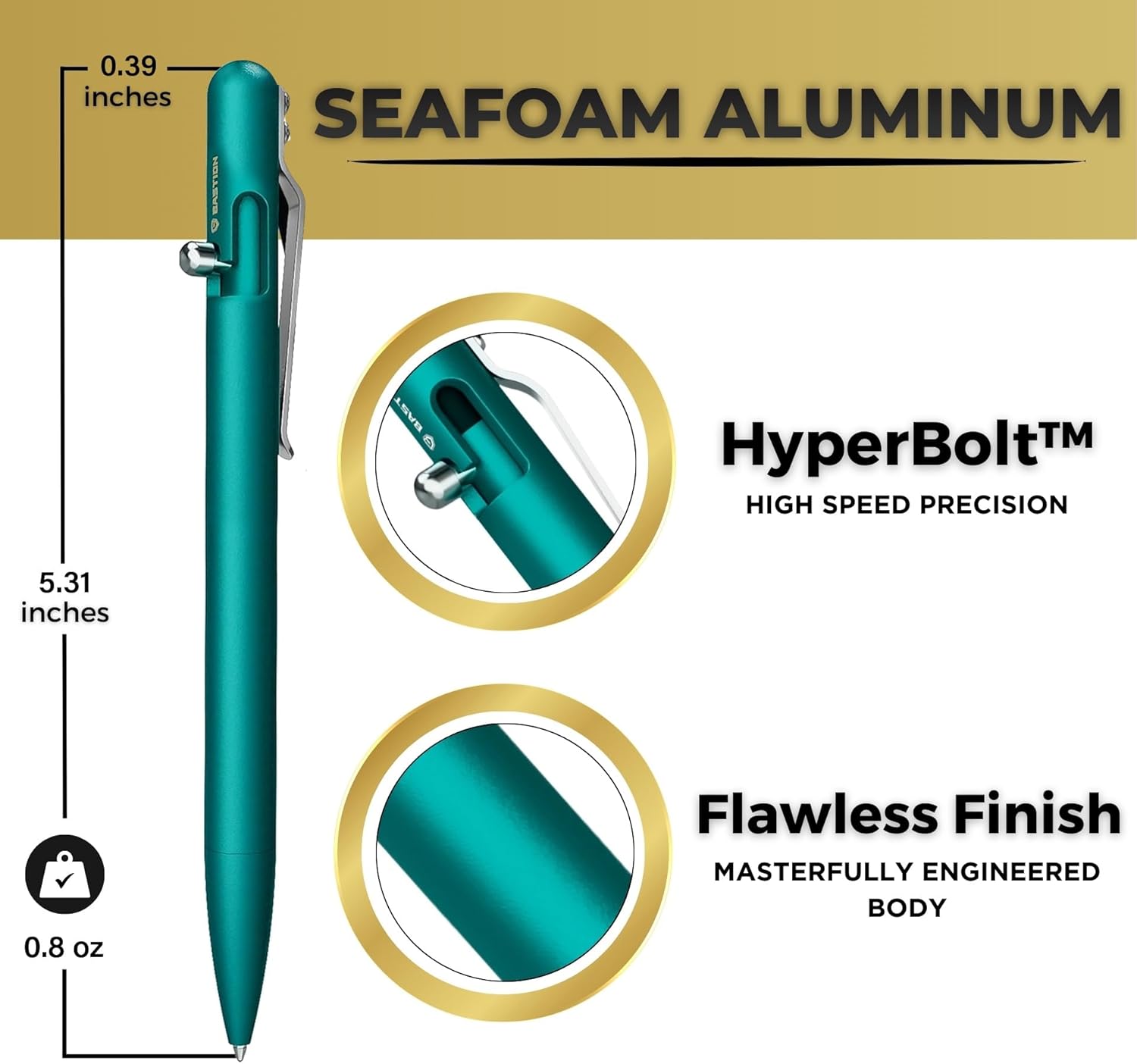 BASTION Luxury Slim Bolt Action Pen, Lightweight Uganda