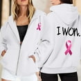 thumbnail image 2 of Cancer Awareness Zip Up Hoodies for Women Long Sleeve Drawstring Hooded Sweatshirts Womens Fall Winter Plain Oversized Hoodie With Pockets (White, M), 2 of 6