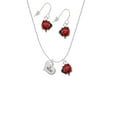 thumbnail image 2 of Delight Jewelry Silvertone Small ''Mom'' Heart with Clear Crystal Red Lucky Ladybug Necklace and Dangle Earrings Set, 2 of 6