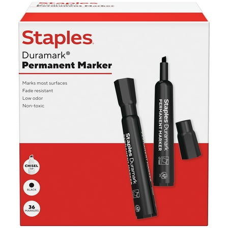 Staples Duramark Tank Marker Chisel Tip Black 36/Pack (ST62928)
