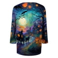 thumbnail image 6 of Halloween Tshirts for Women 3/4 Sleeve Tops Funny Graphic Tees Fall V Neck Loose Fit Party Halloween T-Shirts, 6 of 6